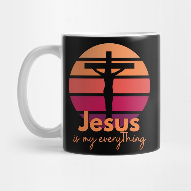 Jesus is my everything. Retro Sunset with Silhouette Cross by Brasilia Catholic